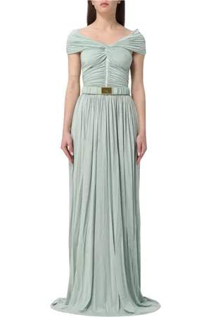 Elisabetta Franchi Kleedjes, Dames, Groen, S, Elegante Flowy Rok Jurk Vrouw