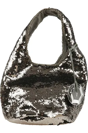 J.W.Anderson Tassen, Dames, Grijs, ONE Size, Pailletten, Paillet Shopper Handtas met Metalen Bedel