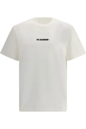 Jil Sander Tops, Heren, Wit, L, Katoen, Katoenen T-shirt met Monogram Detail