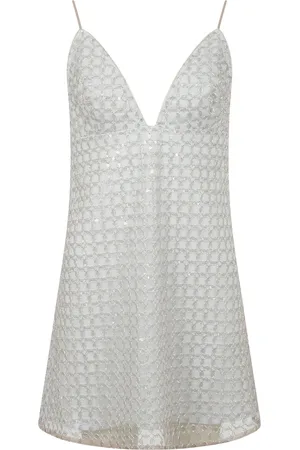 ROTATE Kleedjes, Dames, , M, Pailletten, Pailletten Mesh Jurk met Afneembare Bandjes