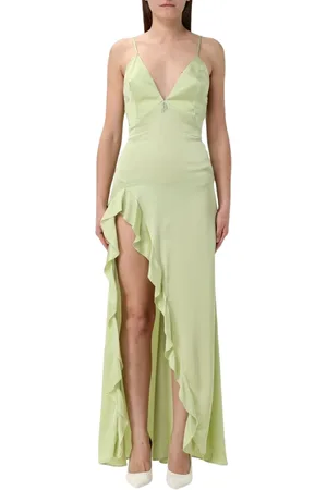 ANIYE BY Kleedjes, Dames, Groen, M, Zijden maxi-jurk met dijsplit
