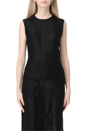 Alexander McQueen Truien, Dames, Zwart, S, Zwarte Textuur Gebreide Mouwloze Top