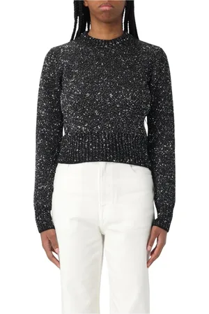 Golden Goose Truien, Dames, Zwart, S, Pailletten, Zwarte Paillet Gebreide Pullover Sweater