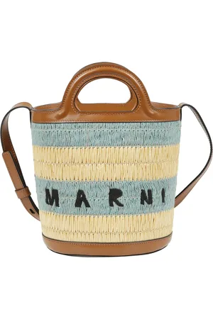 Marni Tassen, Dames, Veelkleurig, ONE Size, Katoen, Tropicalia Tote tas met trekkoordsluiting