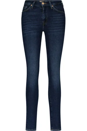 7 for all Mankind Jeans, Dames, Blauw, W26, Katoen, High-Waist Skinny Jeans