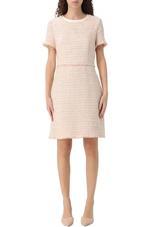 HUGO BOSS Kleedjes, Dames, , 3Xs, Tweed, Multicolor Tweed Korte Jurk voor Vrouwen