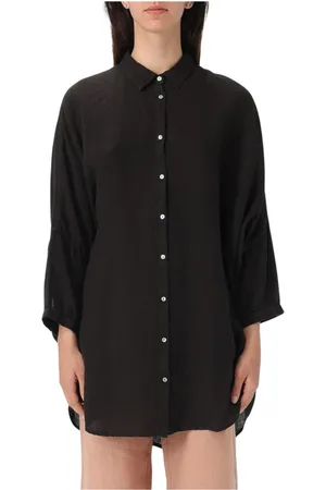 120% Lino Blouses & Shirts, Dames, Zwart, M, Linnen, Beige Linnen Overhemd