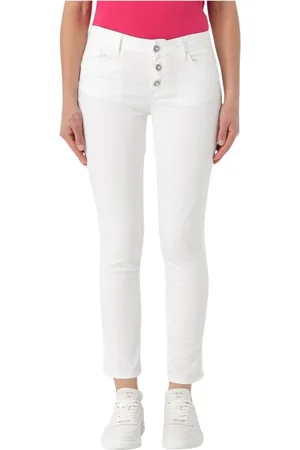 Liu Jo Jeans, Dames, Wit, W27, Katoen, Roze Button Fly Skinny Jeans