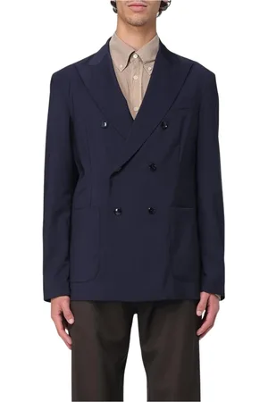 BARENA Jassen, Heren, Blauw, L, Wol, Navy Classic Fit Blazer