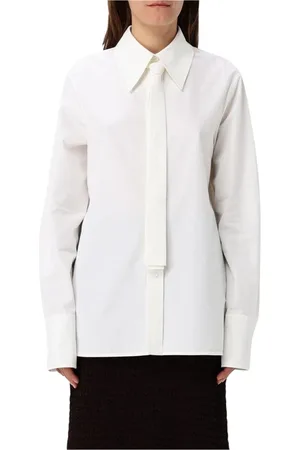 Jil Sander Blouses & Shirts, Dames, Wit, XS, Katoen, Witte Poplin Shirt met Zelfstrik Hals