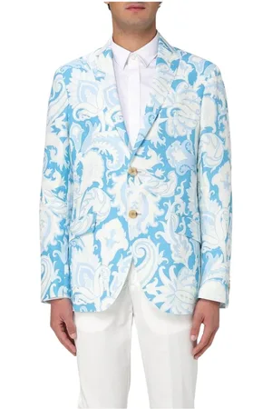 Etro Jassen, Heren, Wit, M, Stijlvol Paisley Print Blazer Casual