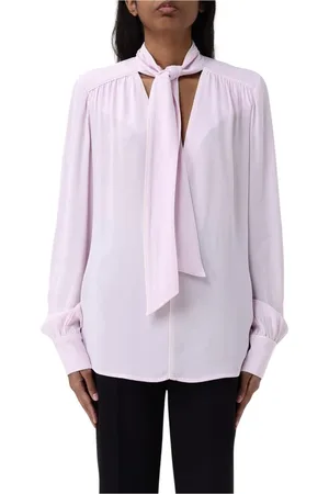 Elisabetta Franchi Blouses & Shirts, Dames, Roze, L, Zijden Strik Hals Blouse