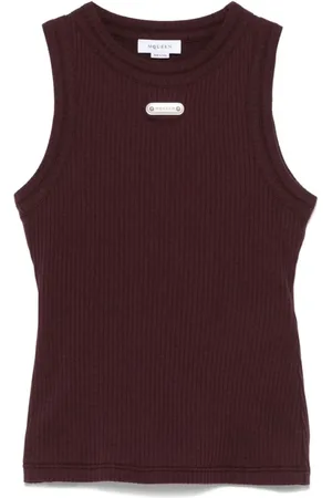 Alexander McQueen Tops, Dames, Rood, XS, Burgundy Crew Neck Sleeveless Top