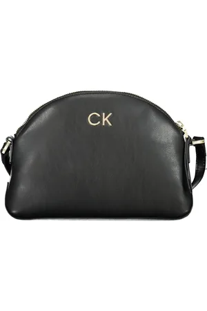 Calvin Klein Tassen, Dames, Zwart, ONE Size, Polyester, Zwarte Schoudertas met Ritssluiting