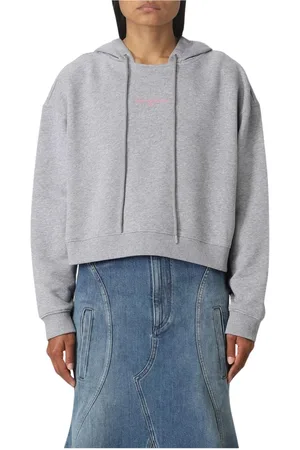 Stella McCartney Sweatshirts & Hoodies, Dames, Grijs, S, Katoen, Grijze Cropped Hoodie Relaxte Pasvorm