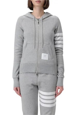 Thom Browne Sweatshirts & Hoodies, Dames, Grijs, S, Grijze Crewneck Sweatshirt met Geribbelde Manchetten