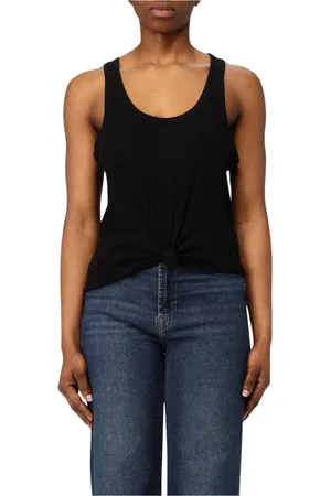 Michael Kors Tops, Dames, Zwart, XS, Geribbelde Gebreide Tanktop