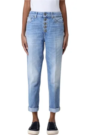 Dondup Jeans, Dames, Blauw, W26, Denim, Jeans met rafelige zoom