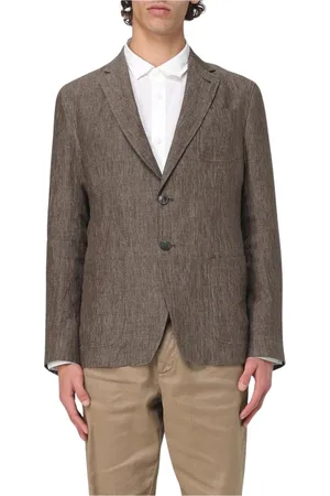 Emporio Armani Jassen, Heren, Groen, XL, Linnen, Stijlvolle Linnen Blazer