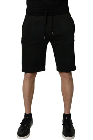 Dolce & Gabbana Korte broeken, unisex, Zwart, M, Katoen, Zwarte Katoenen Bermuda Sweatshorts