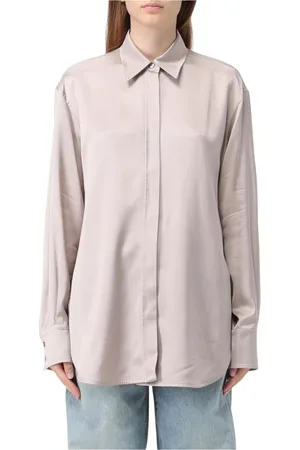 Golden Goose Blouses & Shirts, Dames, Roze, ONE Size, Satijn, Roze Satijnen Shirt, Elegante Stijl