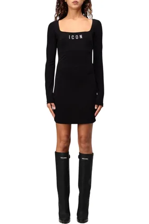Dsquared2 Kleedjes, Dames, Zwart, S, Elegante Zwarte Bodycon Mini Jurk