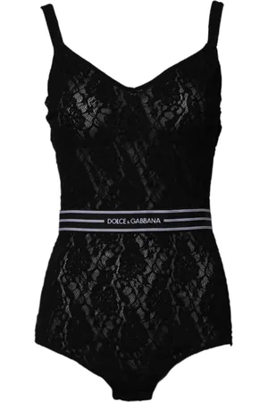 Dolce & Gabbana Badkleding, Dames, Zwart, M, Nylon, Zwart Kant Merk Bodysuit Ondergoed