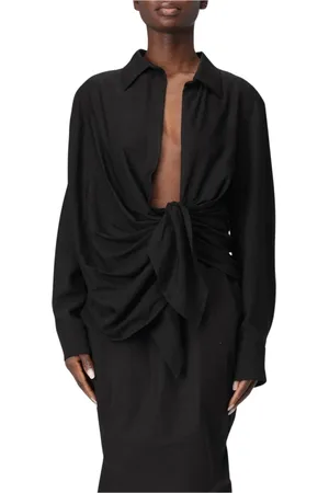 Jacquemus Blouses & Shirts, Dames, Zwart, XS, Leandra Tie Front Shirt in Zwart