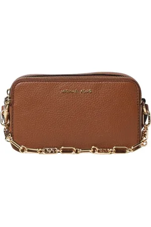 Michael Kors Tassen, Dames, Bruin, ONE Size, Leer, Stijlvolle Chain Crossbody Tas