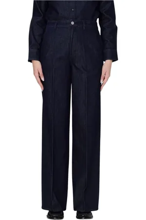 THEORY Jeans, Dames, Blauw, W28, Denim, Blauwe Wide Leg Denim Jeans