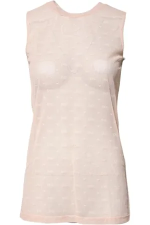 Dolce & Gabbana Tops, Dames, , M, Nylon, Mouwloze tanktop met logo-monogram