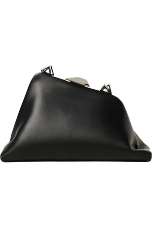 The Attico Tassen, Dames, Zwart, ONE Size, Leer, Zwarte leren clutch