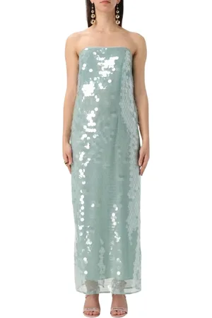 Staud Kleedjes, Dames, Groen, S, Mint Midi Jurk met Gerimpelde Details