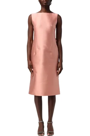Alberta Ferretti Kleedjes, Dames, Roze, S, Satijn, Roze Satijnen Bootnek Jurk