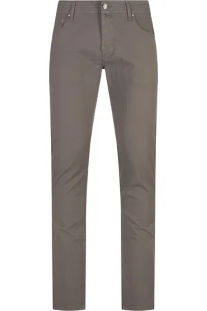 Jacob Cohen Broeken, Heren, Grijs, W34, Katoen, Grijze Katoen Elastaan Broek