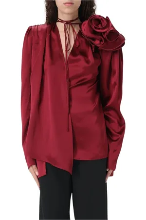 MAGDA BUTRYM Blouses & Shirts, Dames, Rood, S, Rode Zijden Button-Up Shirt