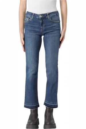Liu Jo Jeans, Dames, Blauw, W25, Katoen, Blauwe Bootcut Jeans Met Raffelzoom