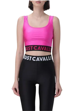 Roberto Cavalli Tops, Dames, Roze, S, Zwarte Stijlvolle Tanktop