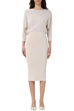 Elisabetta Franchi Kleedjes, Dames, , M, Elegante Gebreide Midi Jurk
