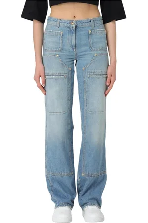 Palm Angels Jeans, Dames, Blauw, W27, Denim, Stijlvolle Utility Pocket Jeans