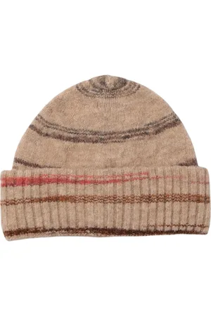Baum und Pferdgarten Accessoires, Dames, Bruin, ONE Size, Wol, Bruine Gestreepte Wol Beanie Hoed