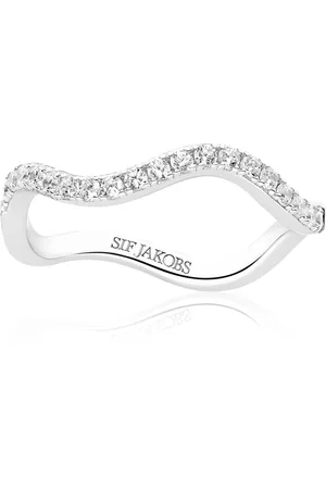 Sif Jakobs Accessoires, Dames, Grijs, 58 MM, Sterling Zilveren Waves Ring met Witte Zirkonia
