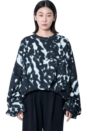 DRIES VAN NOTEN Sweatshirts & Hoodies, Dames, Zwart, S, Katoen, Tie-Dye Crewneck Sweatshirt