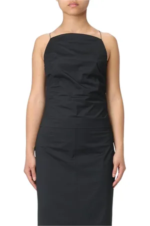 Serafini Tops, Dames, Zwart, S, Katoen, Zwarte Mouwloze Vierkante Hals Jurk