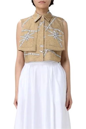 Elisabetta Franchi Blouses & Shirts, Dames, , M, Chique Geel Button-Up Overhemd