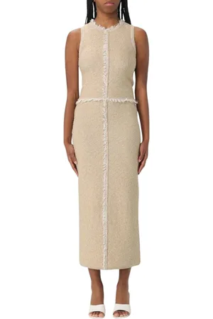 HUGO BOSS Kleedjes, Dames, , M, Stijlvolle Mouwloze Midi Jurk met Riem