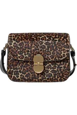 A.P.C. Tassen, Dames, Zwart, ONE Size, Leer, Luipaardprint Crossbody Tas