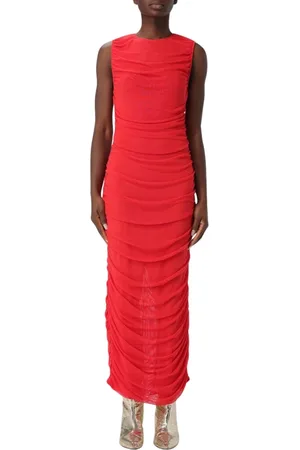 ROTATE Kleedjes, Dames, Rood, S, Rode Mesh Maxi Jurk