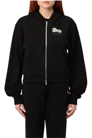 Kenzo Sweatshirts & Hoodies, Dames, Zwart, XS, Katoen, Zwarte Tiger Zip Up Hoodie
