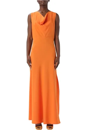 Twin-Set Kleedjes, Dames, Oranje, S, Elegante Jurk voor Stijlvolle Gelegenheden